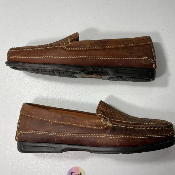 Johnston & Murphy Tan Woven Leather Loafers Size 9.5M SB-20
